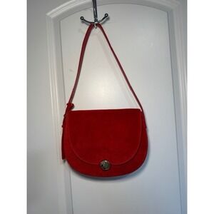 Madewell The Sydney Shoulder Bag Red Suede Saddle Bag NU130